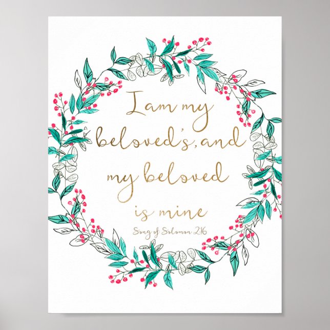 Poster I Am My Beloved's Bible Verse Wall Art (Devant)