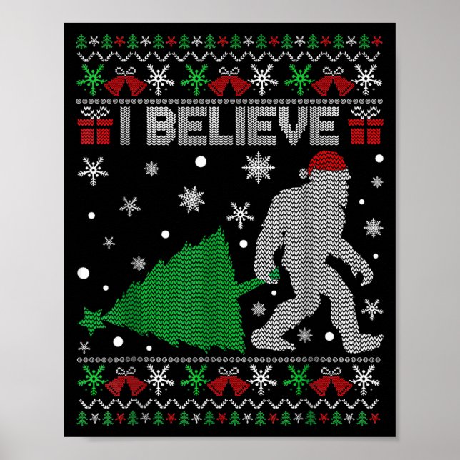 Poster I Believe Big Foot Sasquatch Christmas  (Devant)