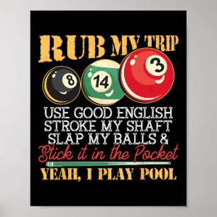 Poster I Billard Billard Puns Rub My Tip Stroc My Shaft G