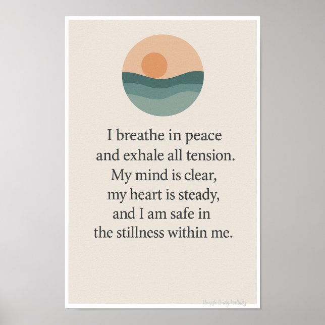 Poster I Breathe in Peace-Mindful Affirmation Wall Art (Devant)