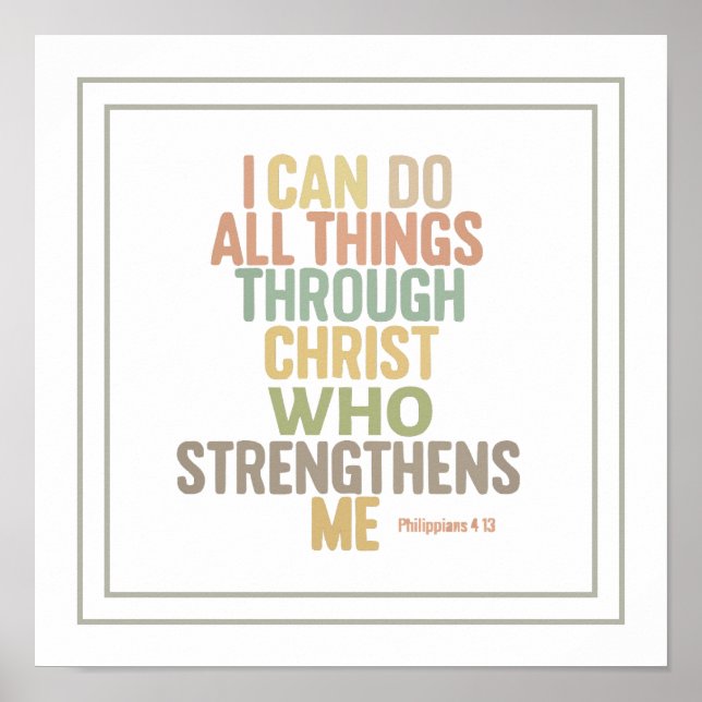 Poster I Can Do All Things Bible Verse Philippians 4:13 (Devant)