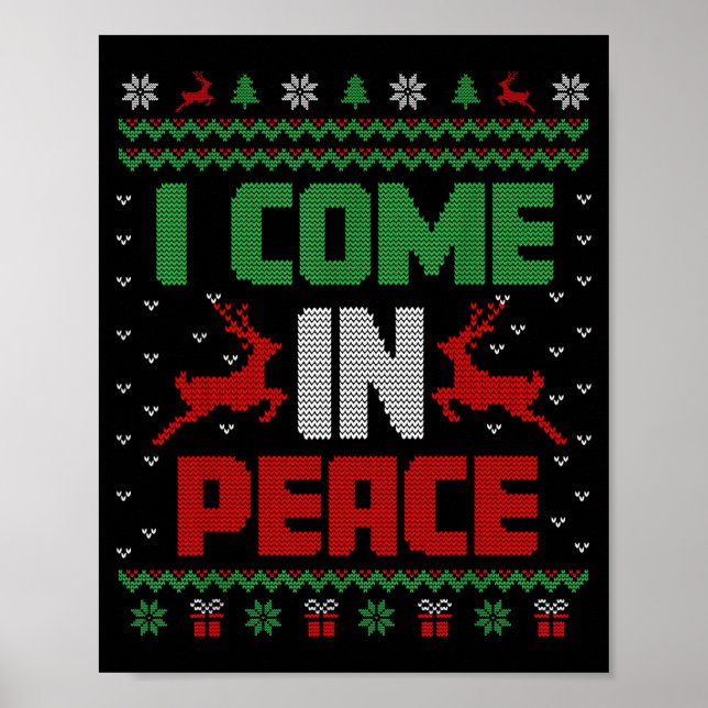 Poster I Come In Peace Couple Matching Ugly Christmas Swe (Devant)