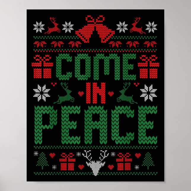 Poster I Come In Peace Couple Matching Ugly Christmas Swe (Devant)