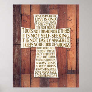 Poster I Corinthiens 13:4-8 Bible Verse L'amour est patie