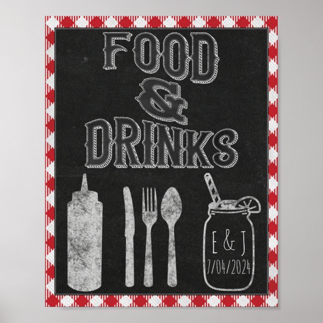 Poster I Do BBQ Party Food Bar Food & Dracks Sign (Devant)