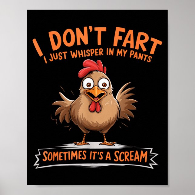 Poster I Don't Fart I Whisper In My Pants - Funny Chicken (Devant)