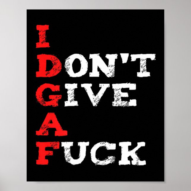 Poster I Don't Give A For  (Devant)