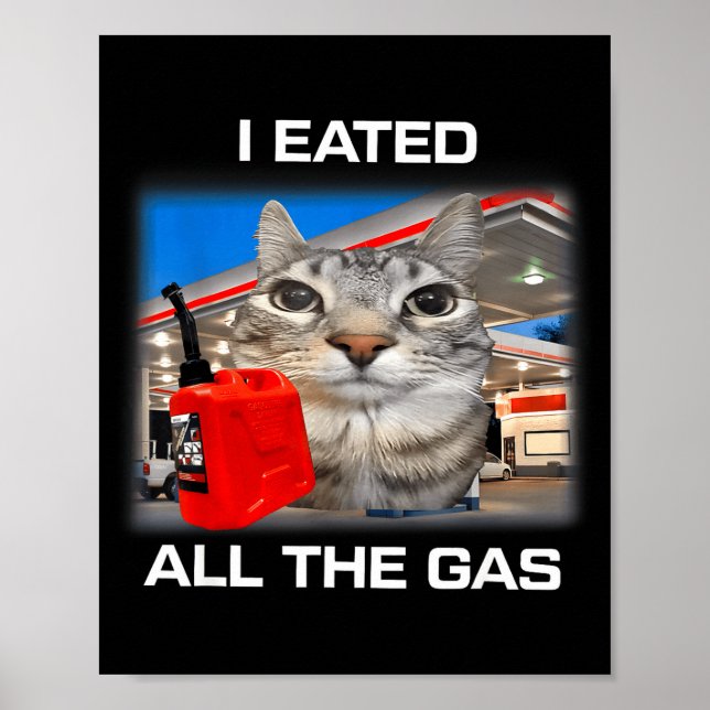 Poster I Eated All The Gas Funny Silly Staring Cat Meme G (Devant)