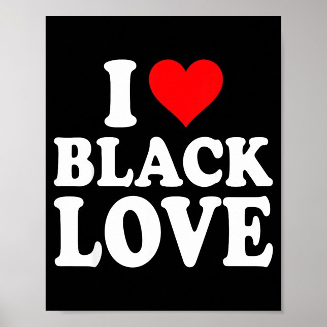 Poster I Heart Black Love Cute Matching Couples African A (Devant)