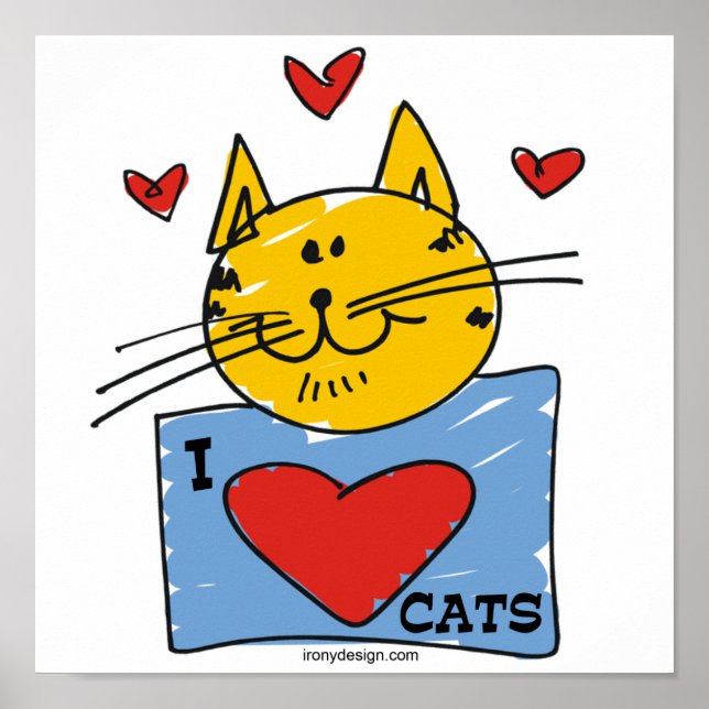 Poster I Heart Cats (Devant)