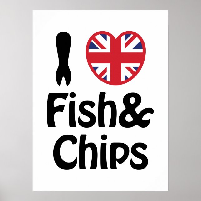 Poster I Heart [Love] Poisson & Chips (Devant)