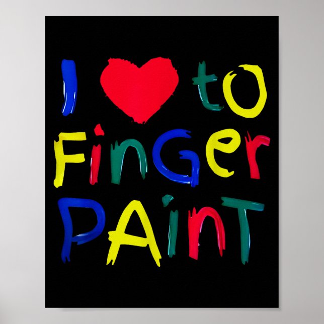Poster I Heart Love To Finger Paint I'm Paint Cute Couple (Devant)