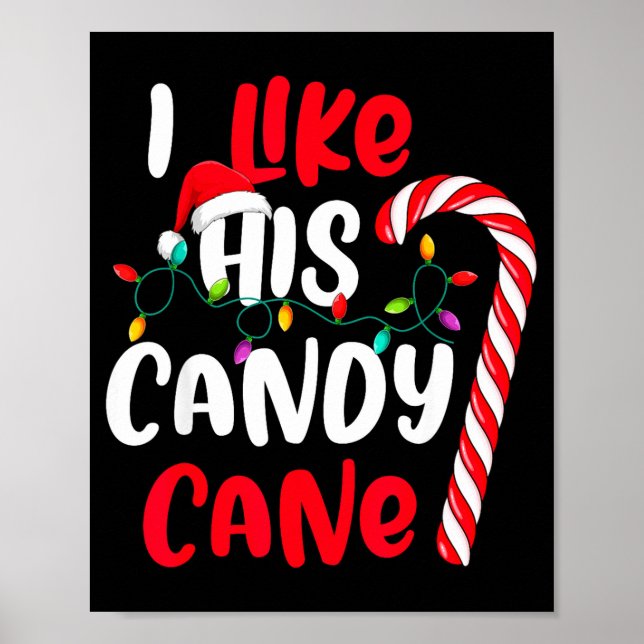 Poster I Like His Candy Cane Funny Christmas Couples Matc (Devant)