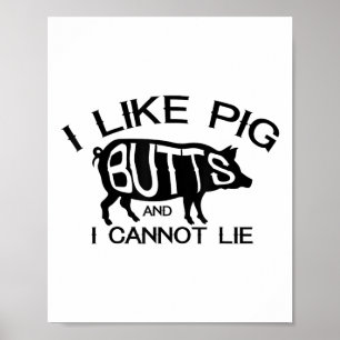 Poster I Like Pork Butts - Funny Grilling Bbq Barbecue Me