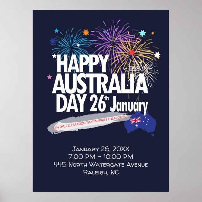 Poster "I LOVE AUSTRALIA" Australia Day 26 janvier (Devant)