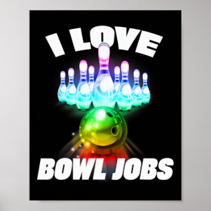 Poster I Love Bowl Jobs Gay Rainbow Matching Team Bowling