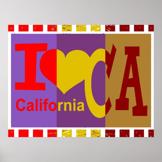 Poster I love California - Pop art (Devant)