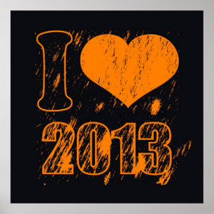 Poster I love (coeur) 2013 - Bonne année 2013 - Noël
