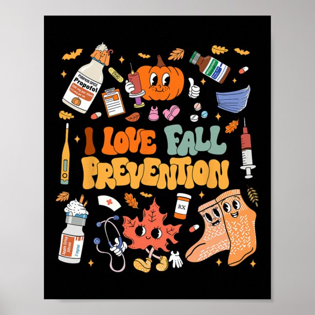 Poster I Love Fall Prevention Thanksgiving Infirmière phy (Devant)