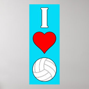 Poster I Love/Heart Volleyball N'importe quelle couleur P
