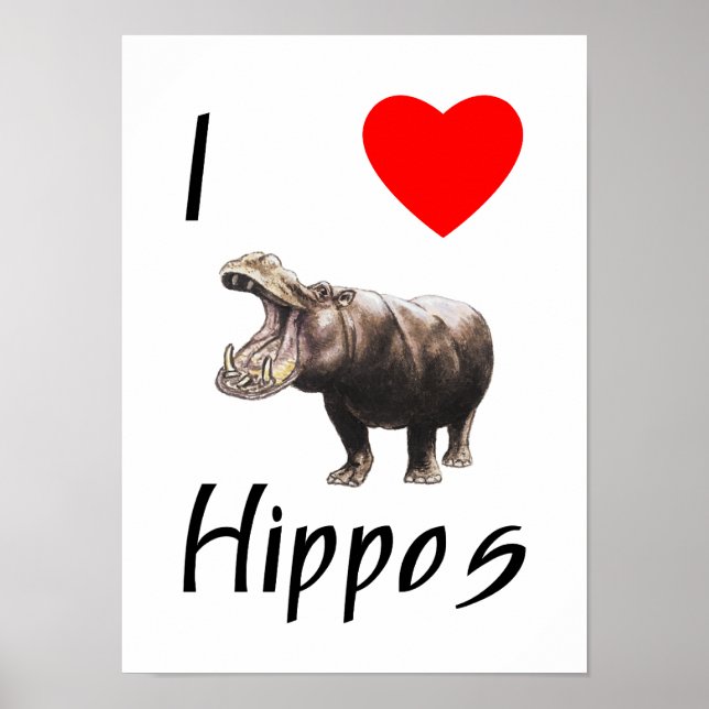 Poster I Love Hippopotames (2) (Devant)