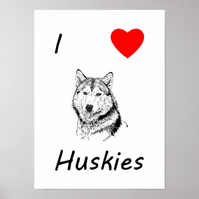 Poster I Love Huskies (Devant)