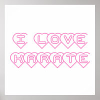 I Love Karate Pink Hearts