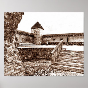 Poster I Love Lida Belarus Architecture Castle Sketch
