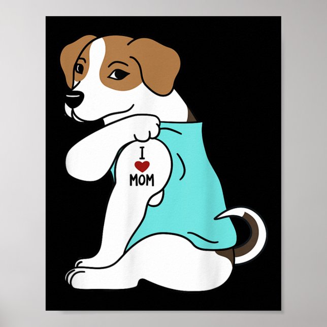 Poster I Love Maman Tattoo Jack Russell Terrier Fête des  (Devant)