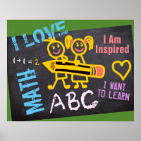 I Love Math Chalk Dessins Blackboard Personnalisé