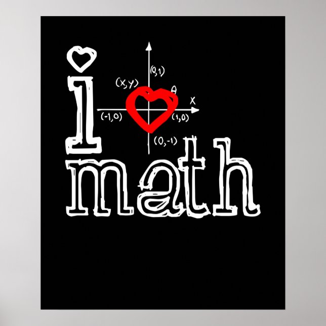 Poster I Love Math I Heart Math Mathématiques (Devant)