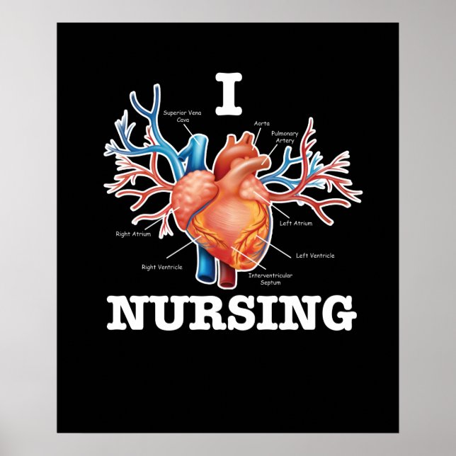 Poster I Love Nursing Heart Anatomie Médicale (Devant)