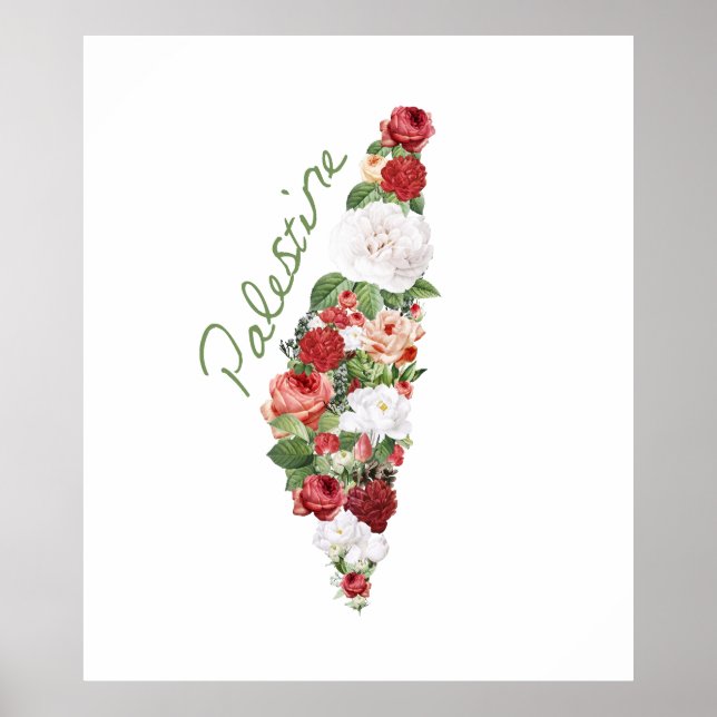 Poster I Love Palestine Ma patrie Carte palestinienne (Devant)