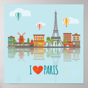 Poster I Love Paris   Design Cityscape
