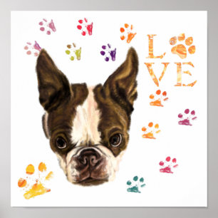 Poster I Love Pets - Jolie Puppy - Dessin de traces color