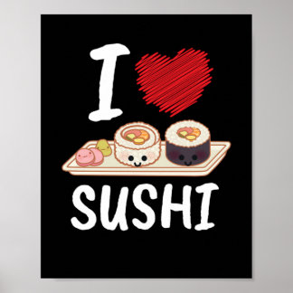 Poster I Love Sushi Japon Kawaii