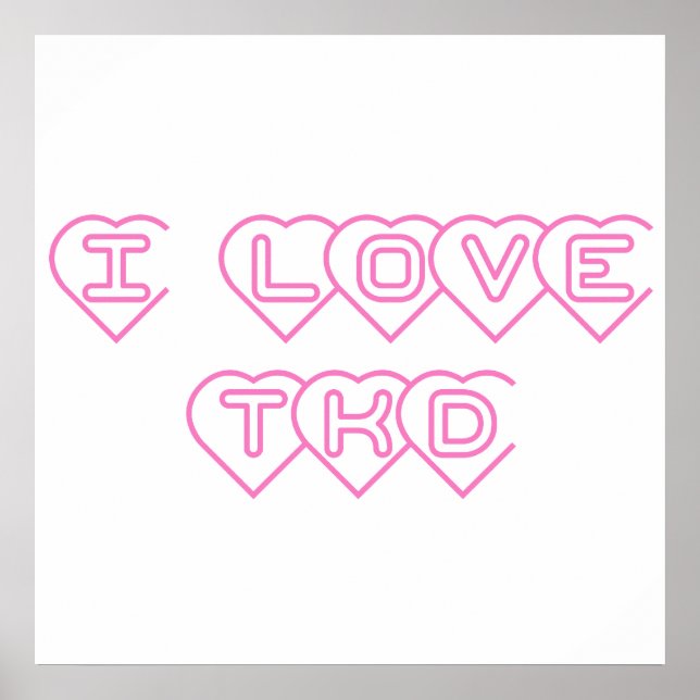 Poster I Love TKD Coeurs roses (Devant)