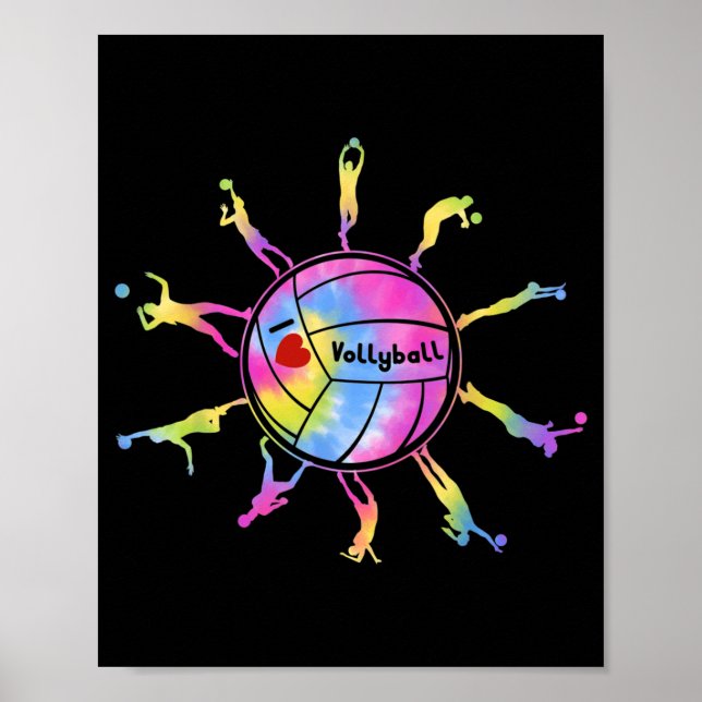 Poster I Love Volley Sport Tie Dey Volley Fans (Devant)