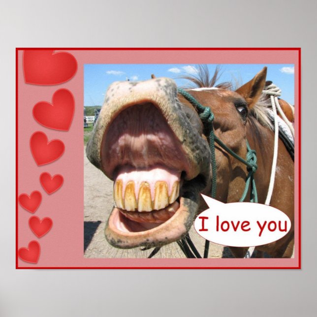 Poster "I Love You" Horse Print Personnalisable (Devant)