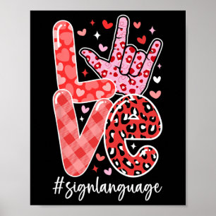 Poster I Love You Sign Language Asl Valentine's Day Deaf