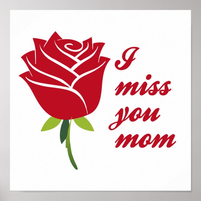 Poster I Miss You Maman, I Love You Maman With Red Rose (Devant)