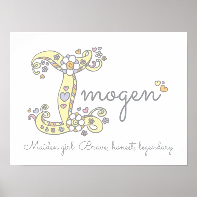 Poster I pour Imogen nom d'art doodé initial signifiant (Devant)