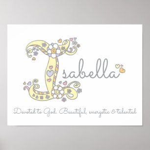 Poster I pour Isabella nom d'art doodé initial