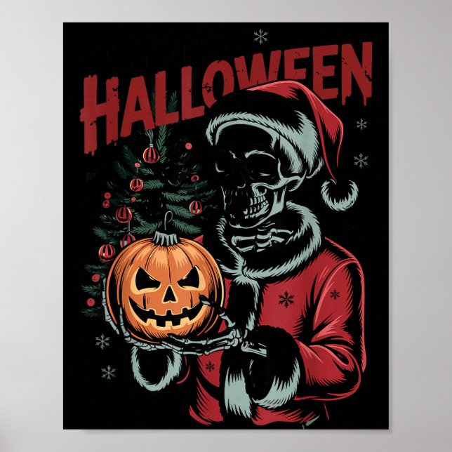 Poster I Prefer Halloween Christmas Creepy Cute Skeleton  (Devant)
