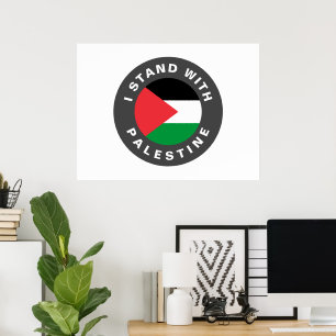 Poster I Stand with Palestine custom text and flag