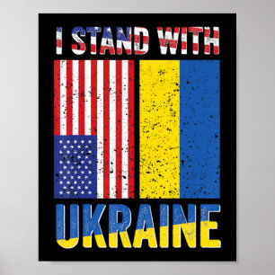 Poster I Stand with Ukraine Support Ukrainian American US