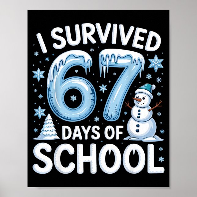 Poster I Survived 67 Days Of School Christmas Candy Cane  (Devant)