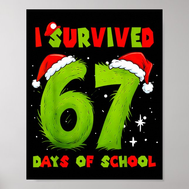 Poster I Survived 67 Days Of School Funny Meme Teacher St (Devant)