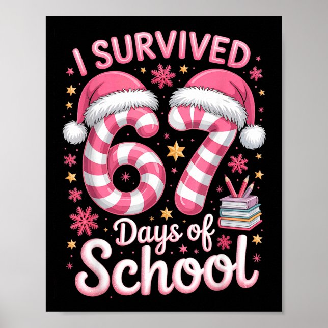 Poster I Survived 67 Days Of School Funny Meme Teacher St (Devant)