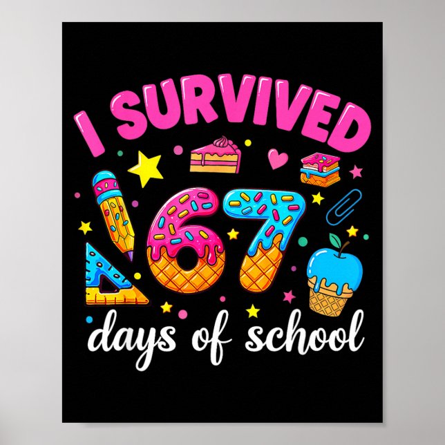 Poster I Survived 67 Days Of School Funny Meme Teacher St (Devant)